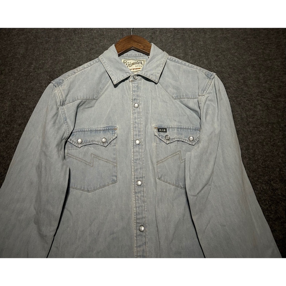 Howler brothers pearl snap denim shirt long sleeve western medium cowboy